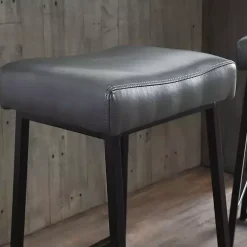 Kirklands Home Bar Stools & Counter Height Stools|Smokey Faux Leather Counter Stools, Set of 2 Gray