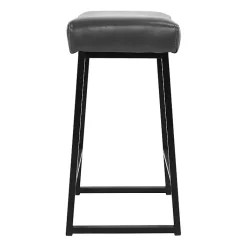 Kirklands Home Bar Stools & Counter Height Stools|Smokey Faux Leather Counter Stools, Set of 2 Gray