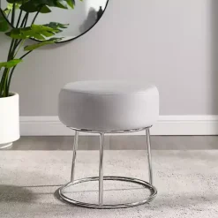 Kirklands Home Benches & Ottomans|Smokey Velvet Vanity Stool Gray
