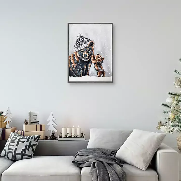Discount Snow Bear Family Framed Canvas Art Print Christmas Art & Wall Decor