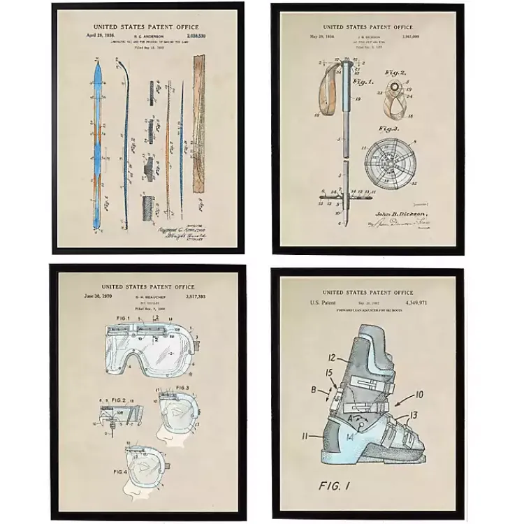 Kirklands Home Framed Art|Snow Skiing Patents Framed Art Prints Multi