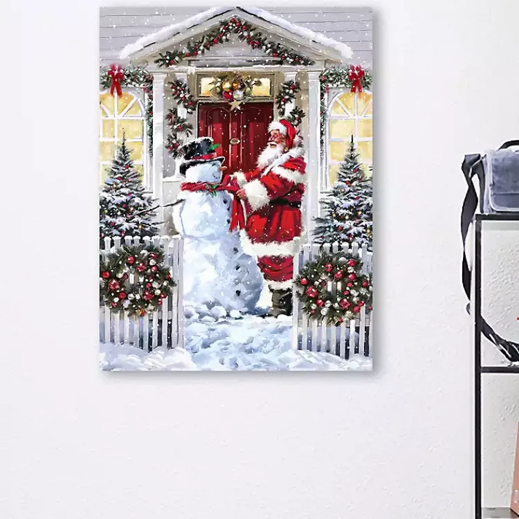 Sale Snowman and Santa Canvas Art Print Christmas Art & Wall Decor