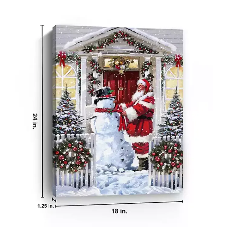 Sale Snowman and Santa Canvas Art Print Christmas Art & Wall Decor