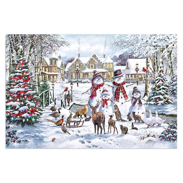 Snowman Family Canvas Art Print Christmas Art & Wall Decor