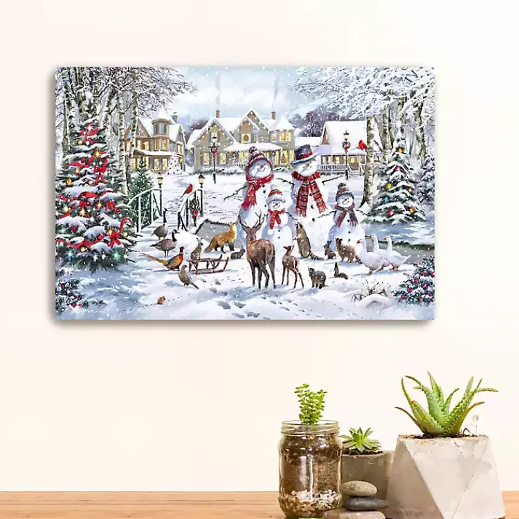 Snowman Family Canvas Art Print Christmas Art & Wall Decor