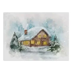 New Snowy Cabin Canvas Art Print Christmas Art & Wall Decor