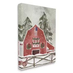 Hot Snowy Christmas Barn Canvas Art Print Christmas Art & Wall Decor