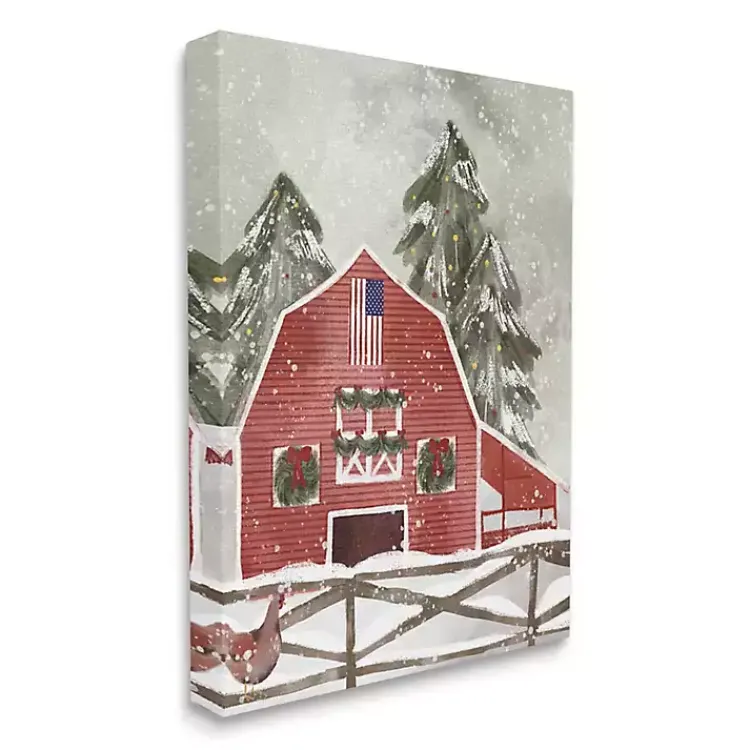 Hot Snowy Christmas Barn Canvas Art Print Christmas Art & Wall Decor