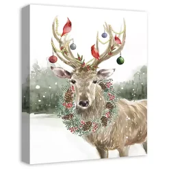 Hot Snowy Christmas Deer Canvas Art Print Christmas Art & Wall Decor