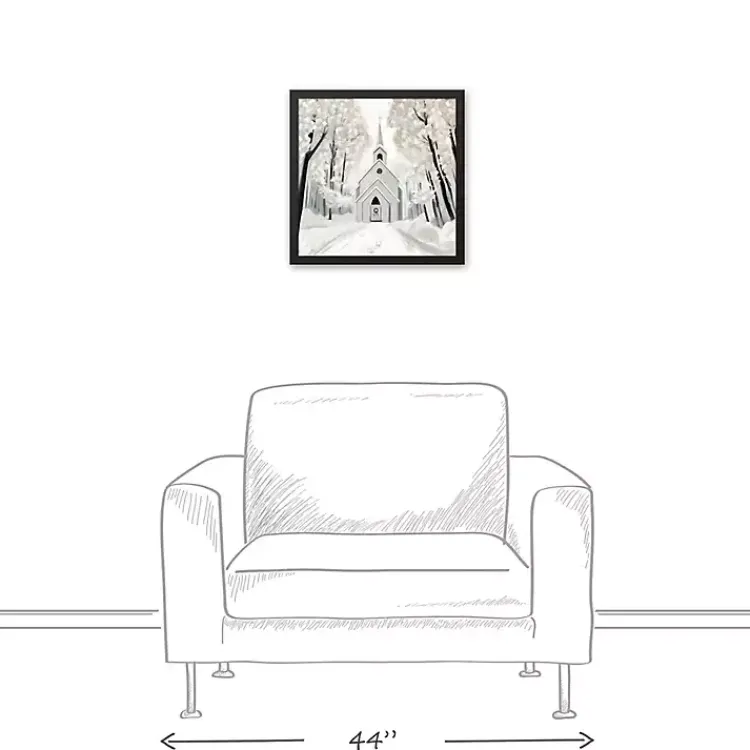 Hot Snowy Church Framed Canvas Art Print Christmas Art & Wall Decor
