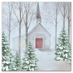 Discount Snowy Church Canvas Art Print Christmas Art & Wall Decor