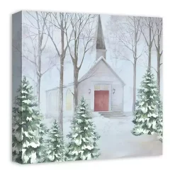 Discount Snowy Church Canvas Art Print Christmas Art & Wall Decor