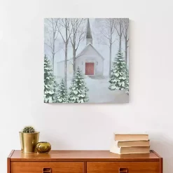 Discount Snowy Church Canvas Art Print Christmas Art & Wall Decor