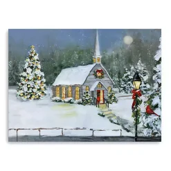 Discount Snowy Church Christmas Giclee Canvas Art Print Christmas Art & Wall Decor