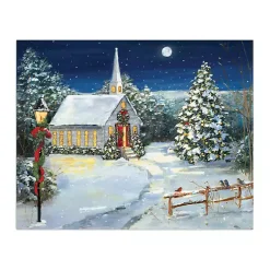New Snowy Church Scene Medium Canvas Art Print Christmas Art & Wall Decor