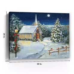 New Snowy Church Scene Medium Canvas Art Print Christmas Art & Wall Decor