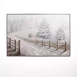 Kirklands Home Canvas Art|Snowy Country Drive Framed Canvas Art Print White