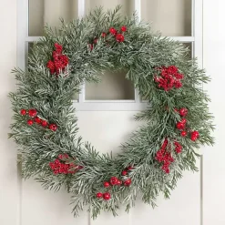 Hot Snowy Japanese Pine and Berry Wreath Wreaths