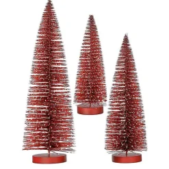 New Snowy Bristle Christmas Trees, Set of 3 Christmas Decorations