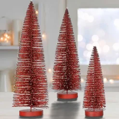 New Snowy Bristle Christmas Trees, Set of 3 Christmas Decorations