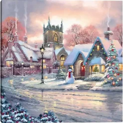Online Snowy Sunset Christmas Village Canvas Art Print Christmas Art & Wall Decor