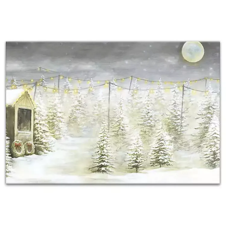 Hot Snowy Tree Farm Canvas Art Print Christmas Art & Wall Decor