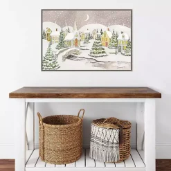 Sale Snowy Tree Scene Christmas Canvas Wall Plaque Christmas Art & Wall Decor