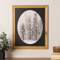 Kirklands Home Framed Art|Snowy Trees Oval Framed Art Print