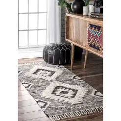 Kirklands Home Accent Rugs|Sofia Moroccan Fringe Runner Gray
