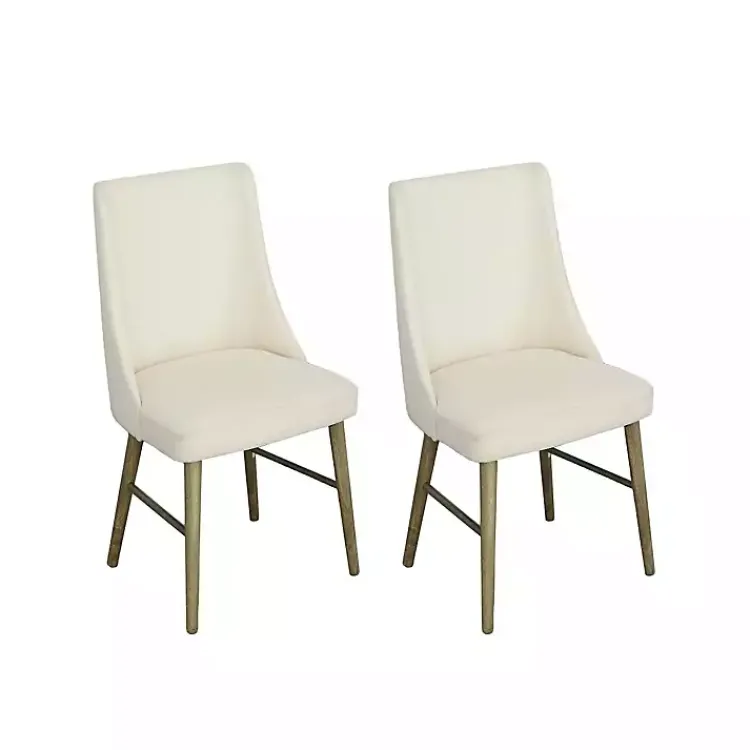 Kirklands Home Dining Chairs|Soft Alabaster Upholstered Dining Chairs, Set of 2 White
