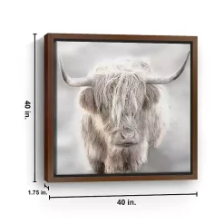 Kirklands Home Canvas Art|Solo Highland Cow Framed Canvas Art Print, 40x40 Gray