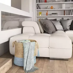 Outlet Spa Blue and Tan Woven Basket with Tassel, 17 in. Baskets & Boxes