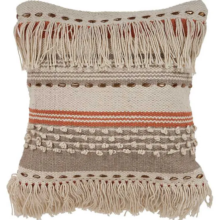 Outlet Spice and Natural Chic Fringe Pillow Pillows