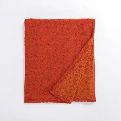 Best Spice Chenille Cable Knit Sherpa Throw Blankets & Throws
