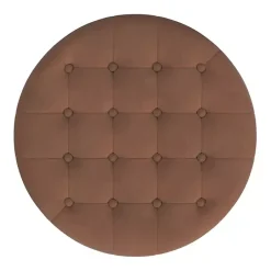 Kirklands Home Benches & Ottomans|Spice Round Velvet Tufted Storage Ottoman Brown