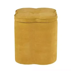 Kirklands Home Benches & Ottomans|Spice Chenille Flower Storage Ottoman Yellow