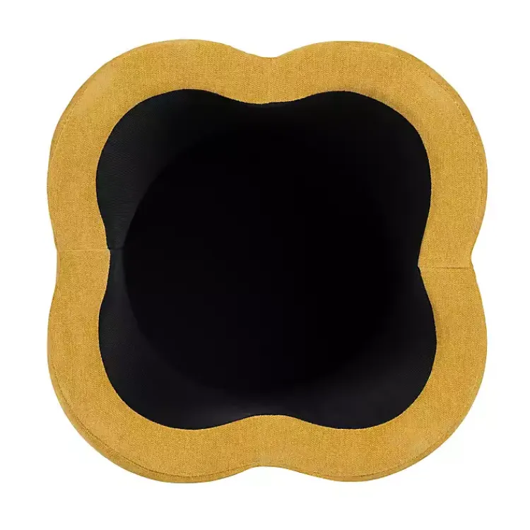 Kirklands Home Benches & Ottomans|Spice Chenille Flower Storage Ottoman Yellow