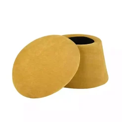 Kirklands Home Benches & Ottomans|Spice Chenille Mushroom Storage Ottoman Yellow