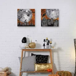 Clearance Spooky Graveyard Canvas Art Prints, Set of 2 Halloween