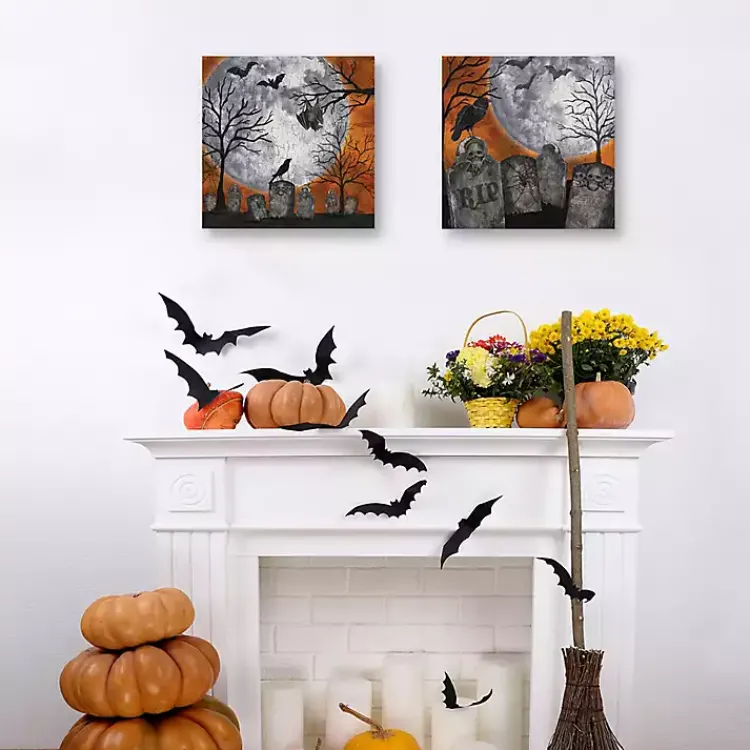 Clearance Spooky Graveyard Canvas Art Prints, Set of 2 Halloween