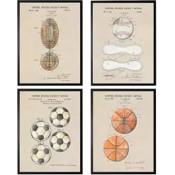 Kirklands Home Framed Art|Sports Ball Patents Framed Art Prints Multi