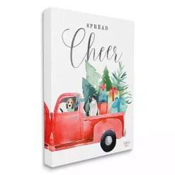 New Spread Cheer Red Truck Canvas Wall Plaque Christmas Art & Wall Decor