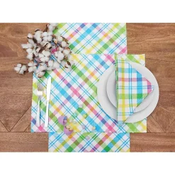 Outlet Spring Blossom Plaid Napkins, Set of 6 Easter Decorations
