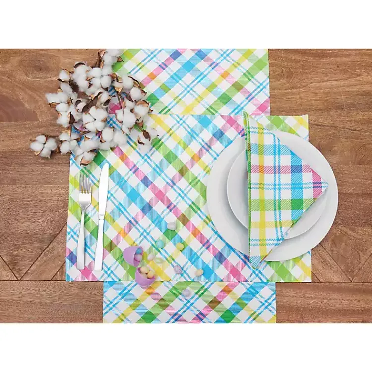 Online Spring Blossom Plaid Table Runner Easter Decorations