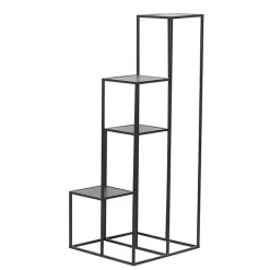 Kirklands Home Planters|Square Iron Frame 4-Tier Plant Stand Black
