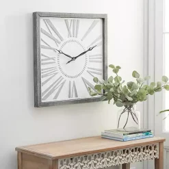 Kirklands Home Clocks|Square Galvanized Metal Wall Clock