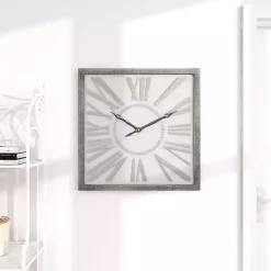 Kirklands Home Clocks|Square Galvanized Metal Wall Clock