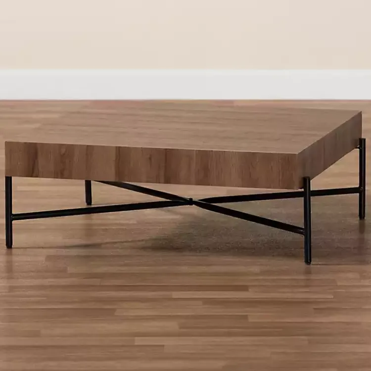 Kirklands Home Coffee Tables|Square Light Wood X Base Coffee Table Brown