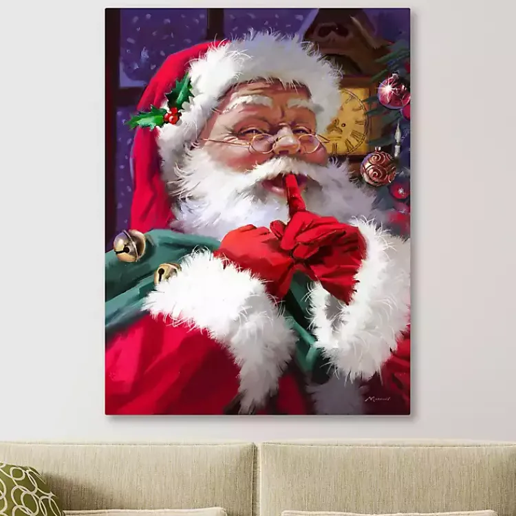 New Ssshhh Santa Canvas Art Print Christmas Art & Wall Decor