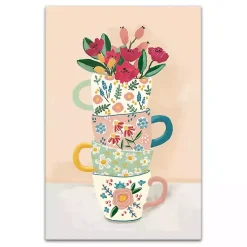 Kirklands Home Canvas Art|Stacked Floral Mugs Canvas Art Print